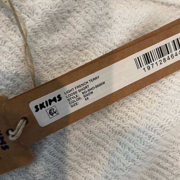 NWT SKIMS Light French Terry Loose Shorts SNOW Size 4x NEW Lounge Comfy White - Picture 6 of 10
